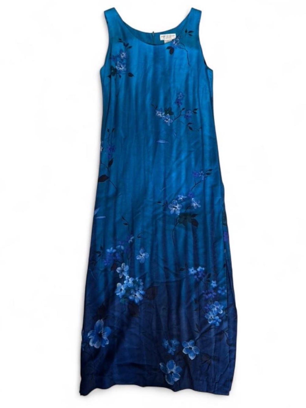 Blue Floral Maxi Dress - Sleeveless summer dress